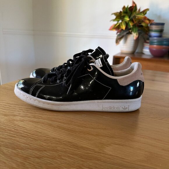 adidas Stan Smith 'Black Pink Glam' FW2299 Womens 8.5 US Patent Leather Sneakers - Picture 2 of 8